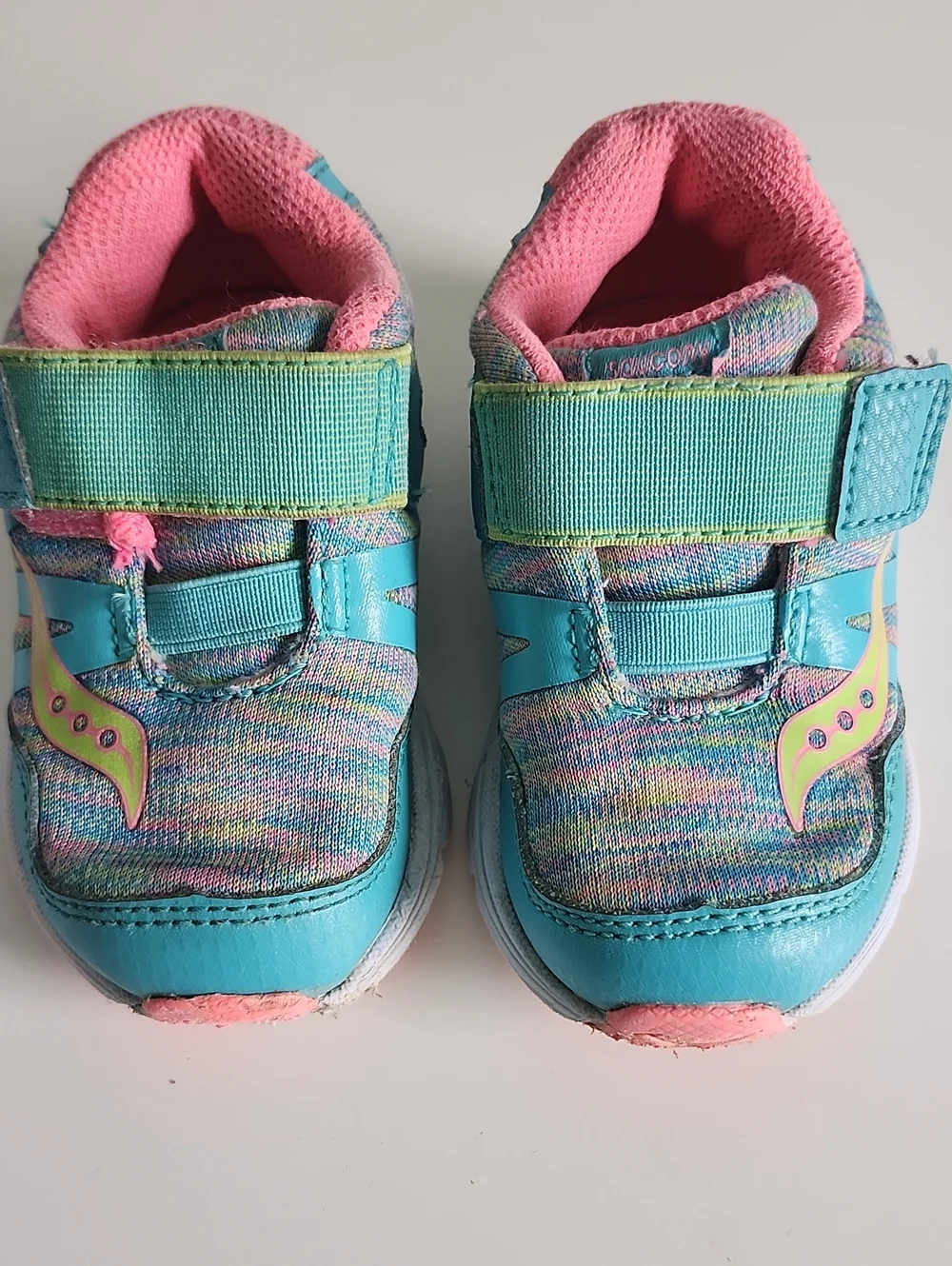 Saucony Kids Aqua & Pink Velcro Sneakers